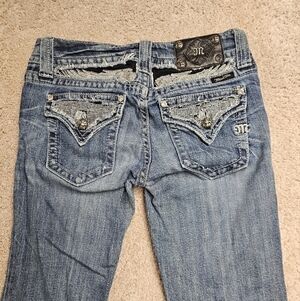 Miss Me Boot Signature Rhinestone Boot Cut Jeans Women's Angel Wing 29 JP5010BTR